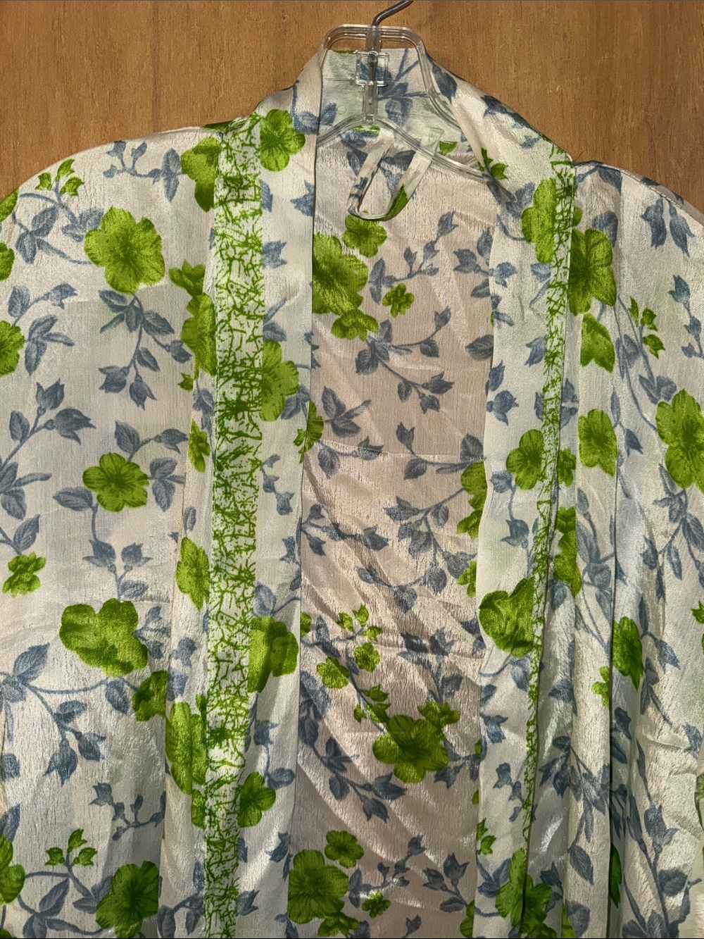 Lightweight Floral Kimono Robe Semi-Sheer Pockets Duster OSFM - Picture 2 of 5